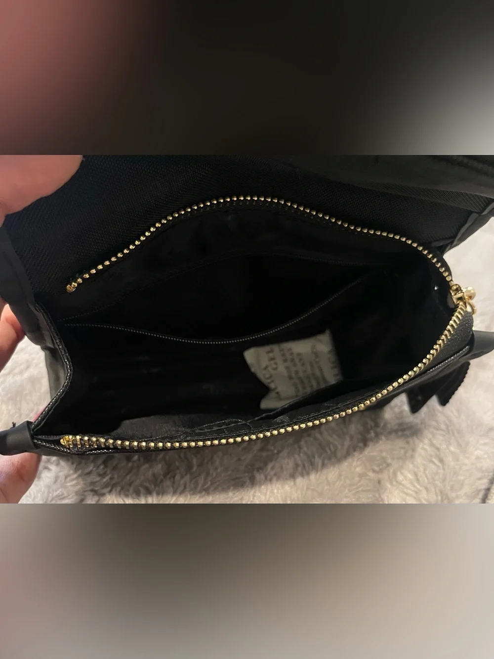 Versace Fragances Black and Gold Logo Strap Pouch